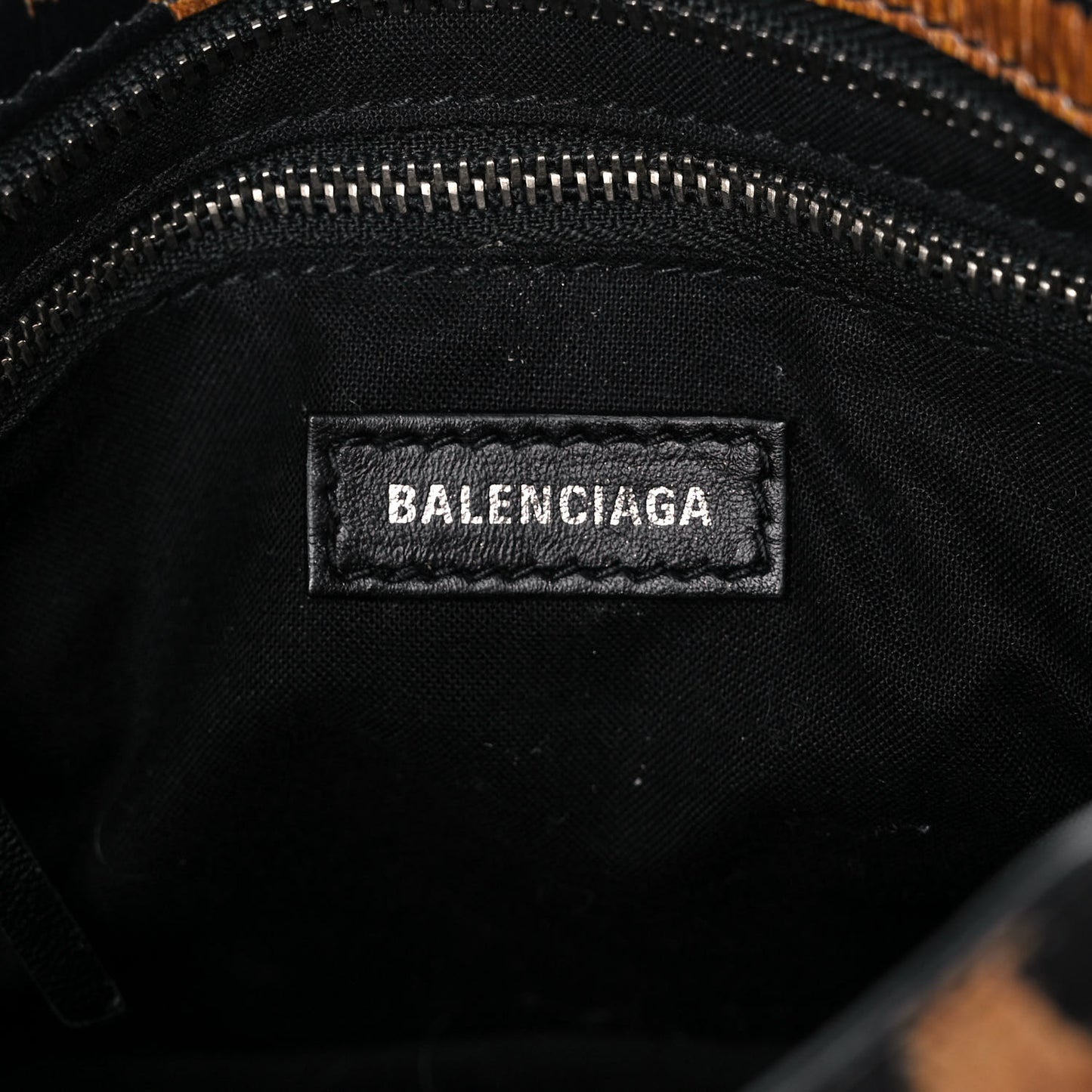 Smooth Calfskin Leopard Print Classic Silver Hardware Mini City Beige