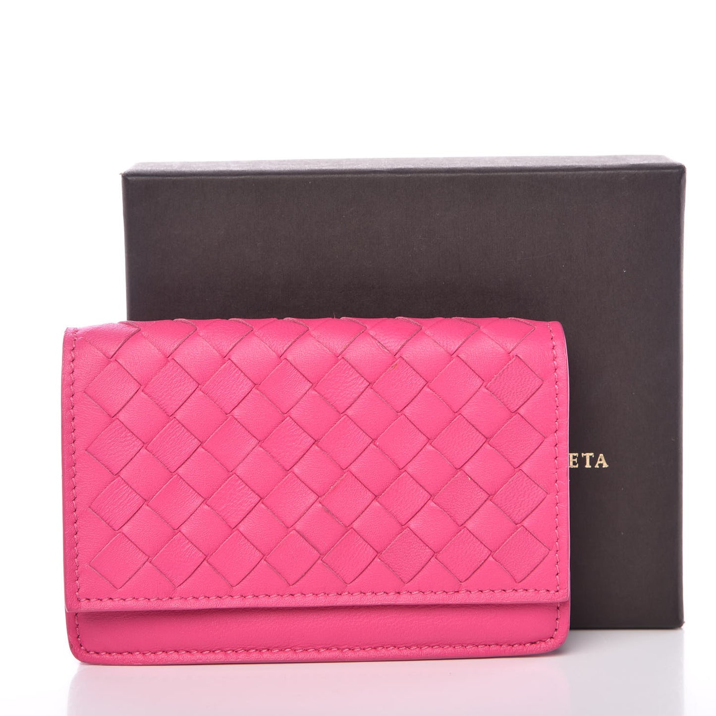 Nappa Intrecciato Card Holder Rosa Shock