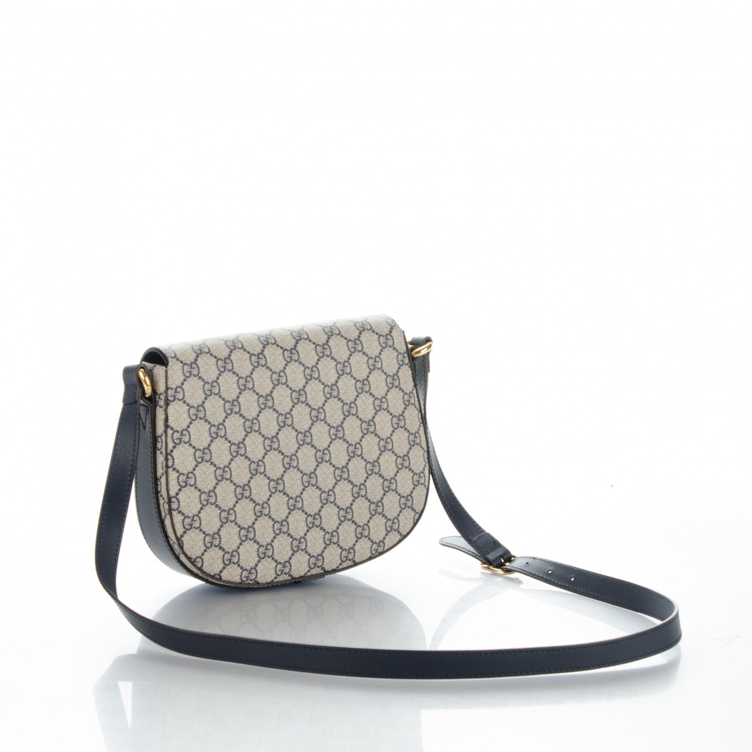 Gucci GG Supreme Monogram Small Messenger Shoulder Bag Beige Blue Navy 3 of 7