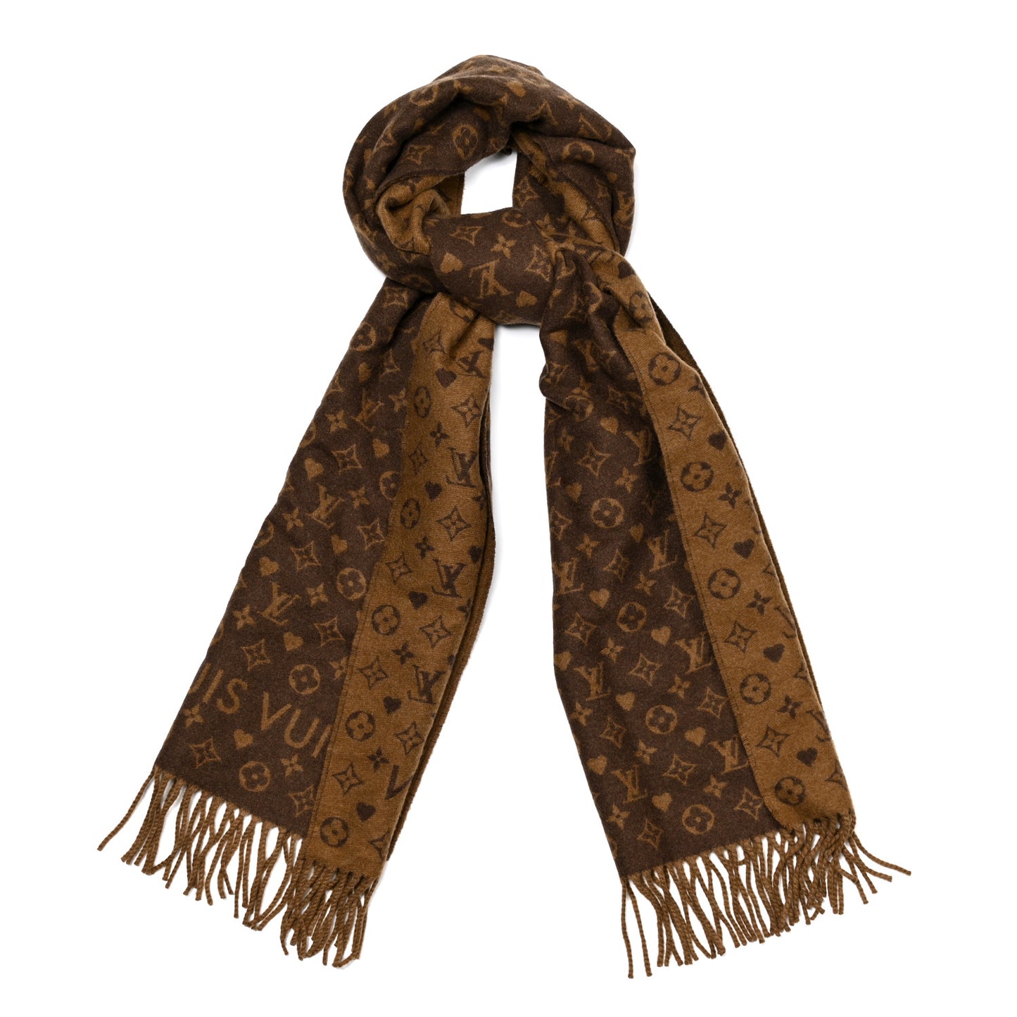 Cashmere Monogram Game On Scarf Brown