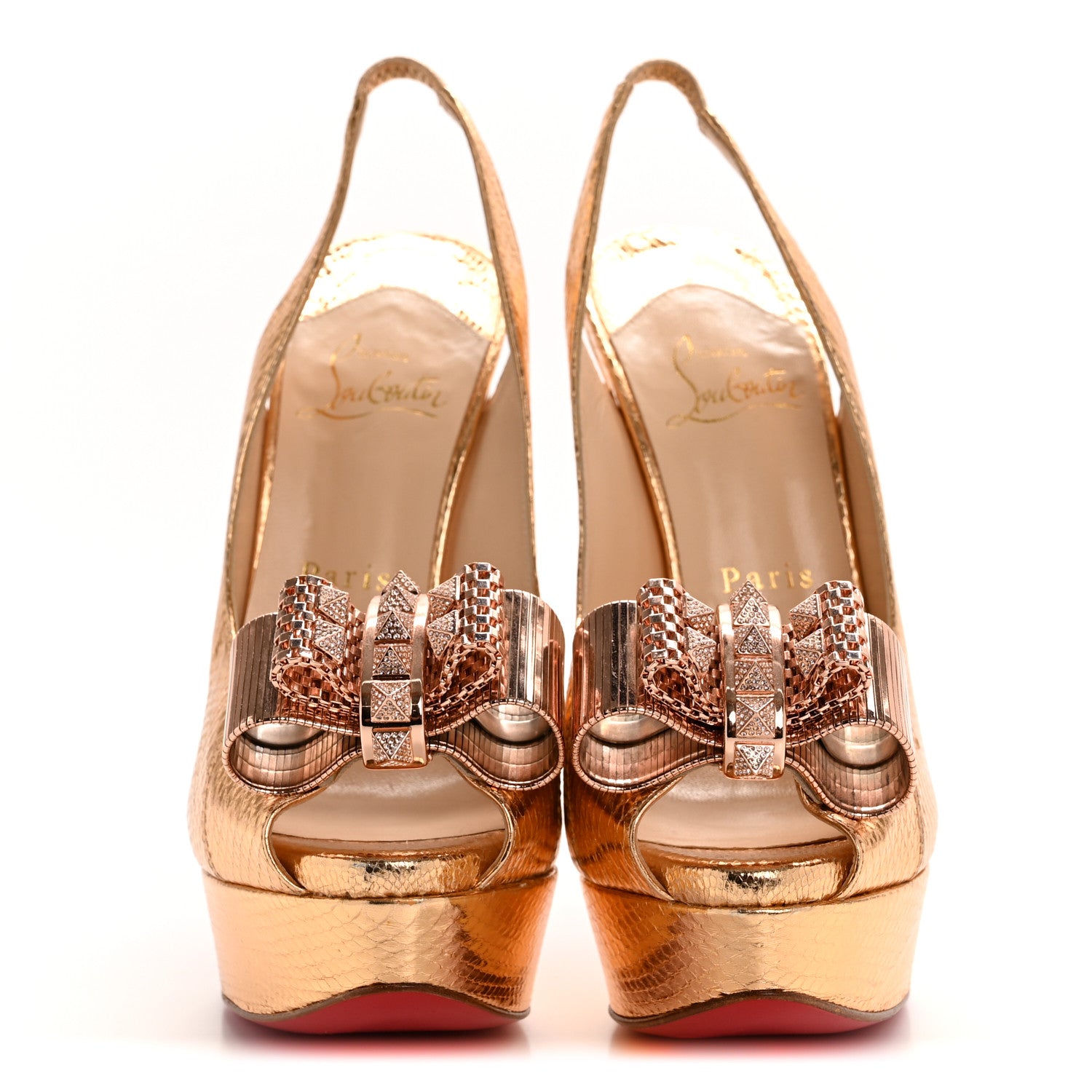 Christian Louboutin Ayers Metal Nodo 150 Pumps 38 Gold 3 of 11