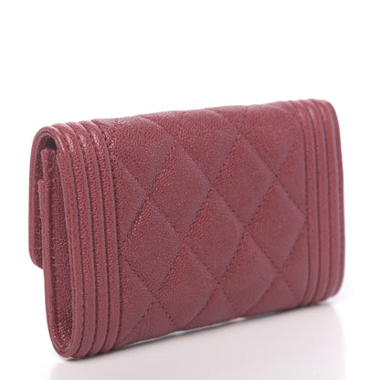 Chanel Caviar Quilted Boy Flap Card Holder Wallet Burgundy 3 of 9