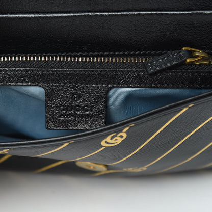 Gucci Calfskin Diagonal GG Medium Thiara Double Envelope Shoulder Bag Black White 7 of 12