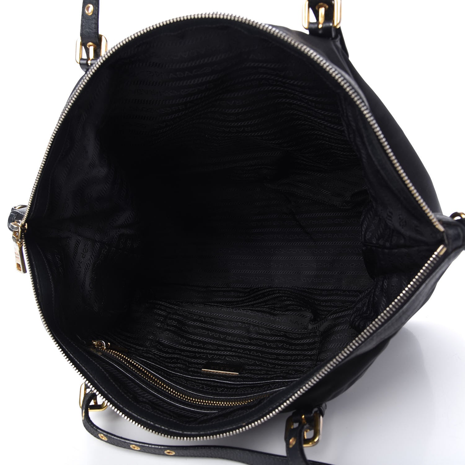 Prada Tessuto Nylon Saffiano Tote Black 5 of 12