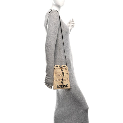 Loewe Raffia Logo Drawstring Pocket Crossbody Natural Black 2 of 10