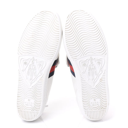 Gucci Calfskin Ayers Web Blind for Love Embroidered Womens Ace Sneakers 37.5 White 5 of 9