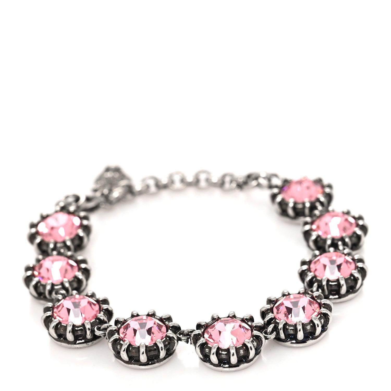Gucci Crystal Metal Feline Bracelet Silver Pink 1 of 5