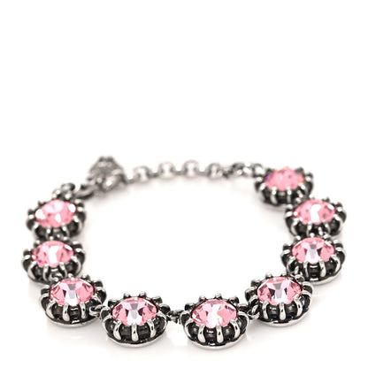 Gucci Crystal Metal Feline Bracelet Silver Pink 1 of 5