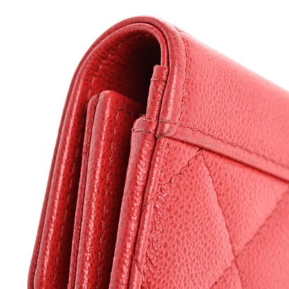 Chanel Grained Calfskin Quilted CC Box Flap Wallet Red 16 of 17