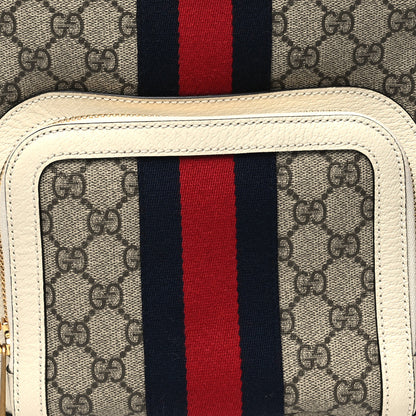 Gucci GG Supreme Monogram Textured Calfskin Web Small Ophidia Day Backpack Beige Ebony Mystic White 9 of 11