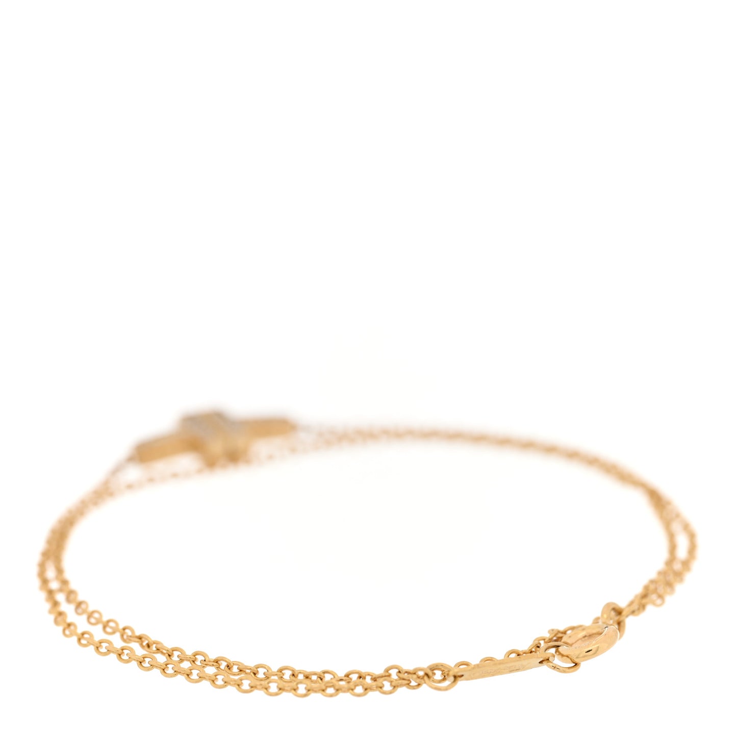 18K Yellow Gold Diamond T Double Chain Bracelet