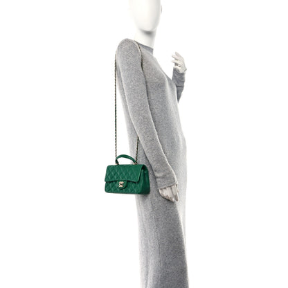 Chanel Lambskin Quilted Mini Top Handle Rectangular Flap Green 2 of 13