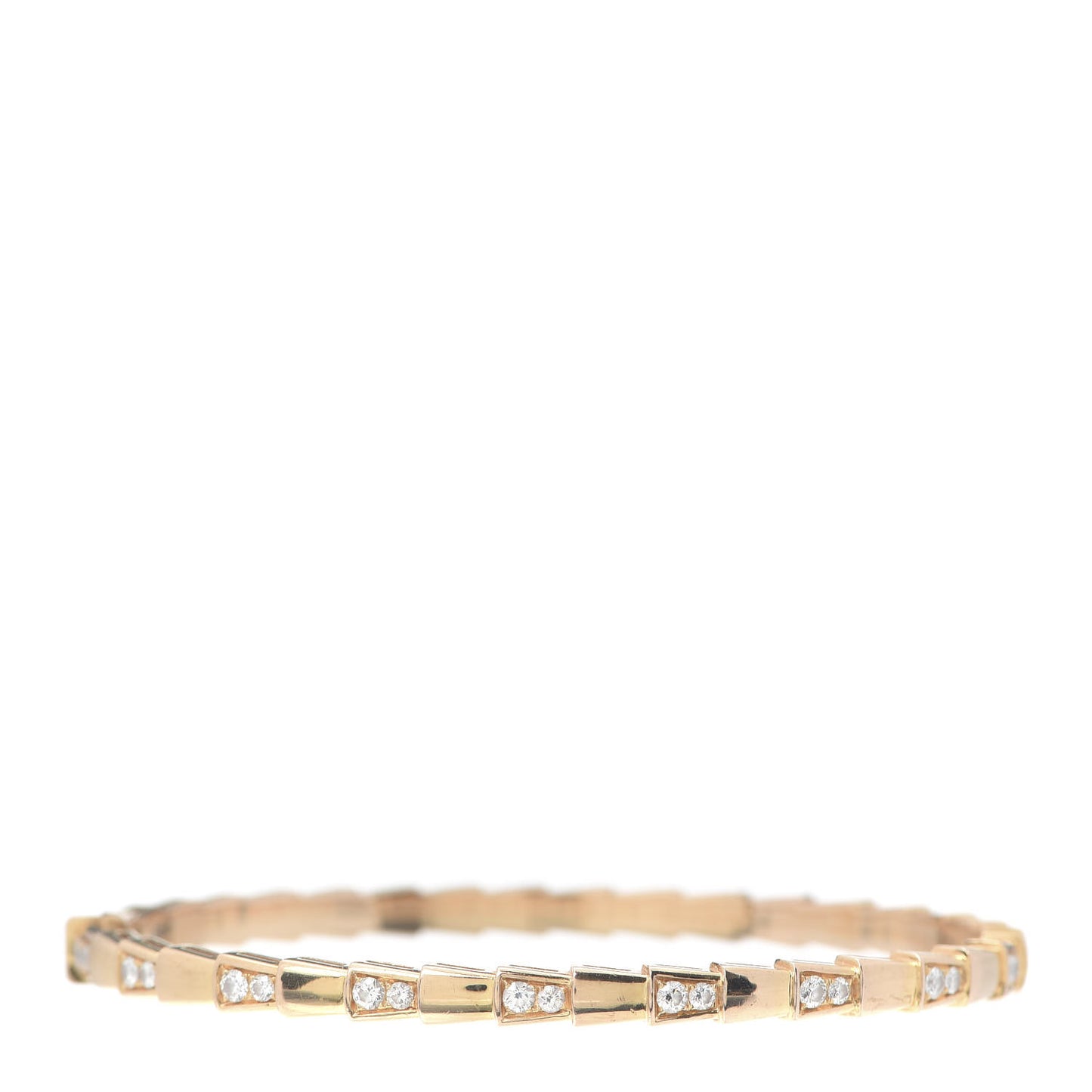 18K Rose Gold Diamond Serpenti Viper Bangle Bracelet M