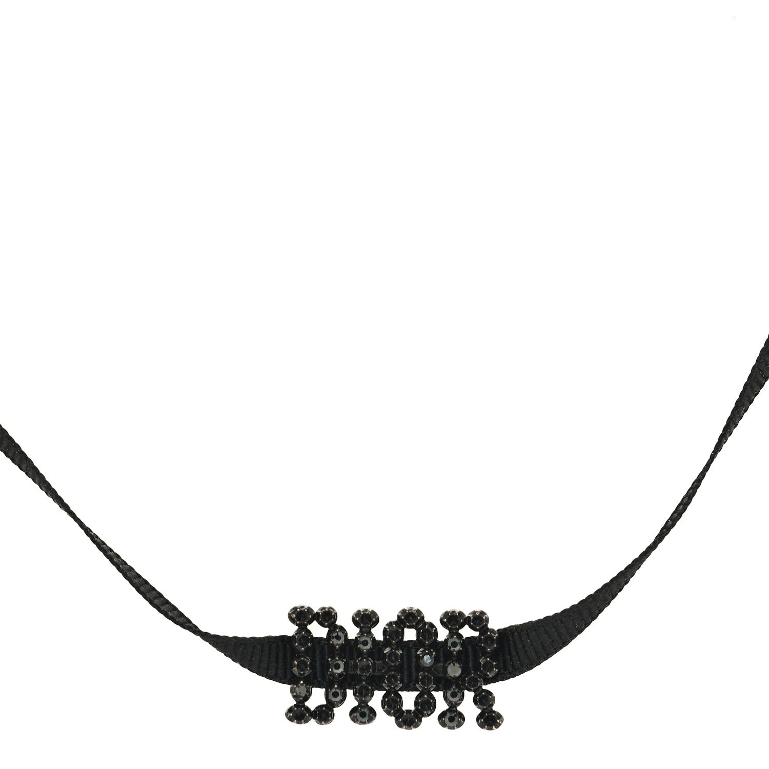 Christian Dior Grosgrain Ribbon Crystal J'Adior Logo Choker Necklace Black 1 of 5