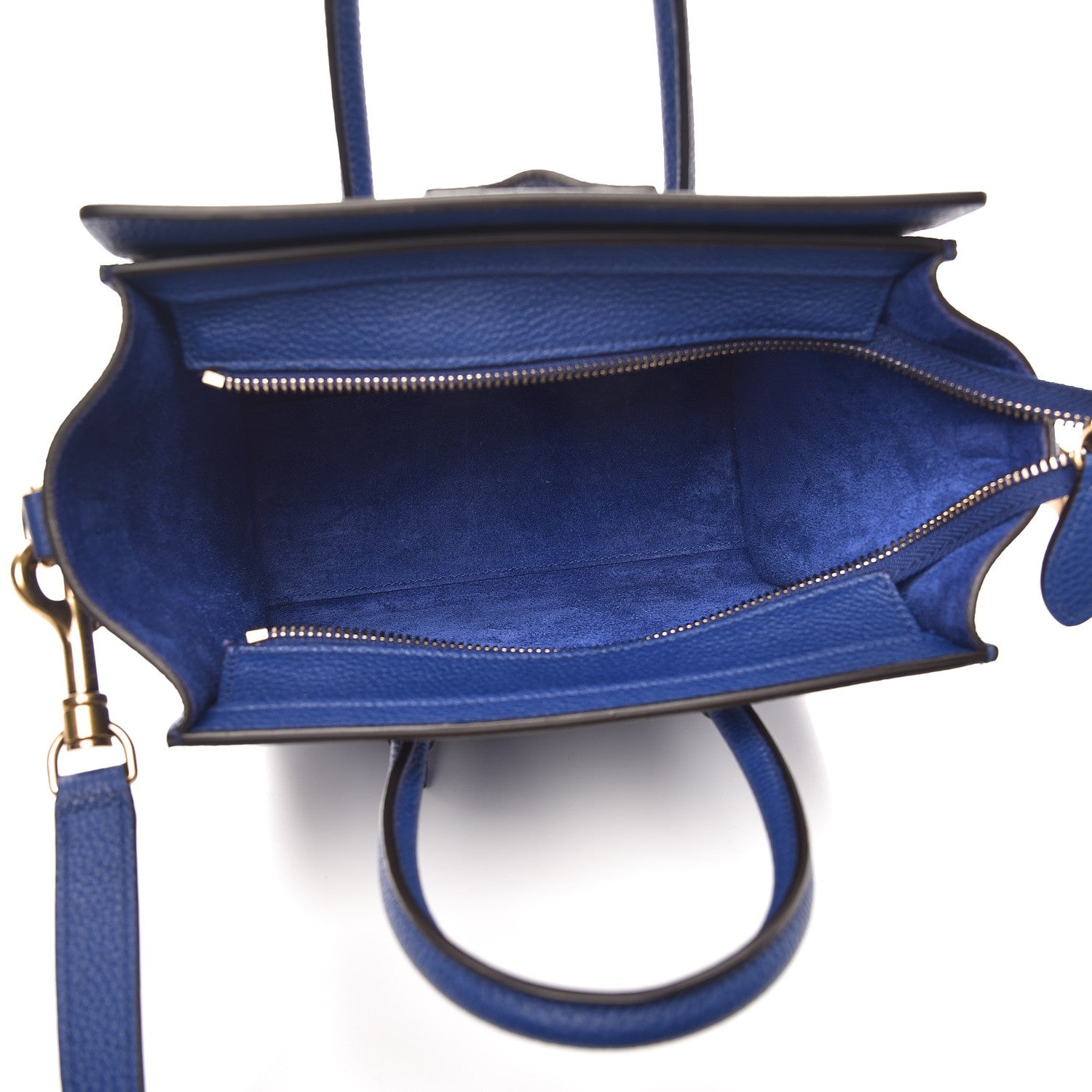 Celine Drummed Calfskin Nano Luggage Indigo 5 of 10