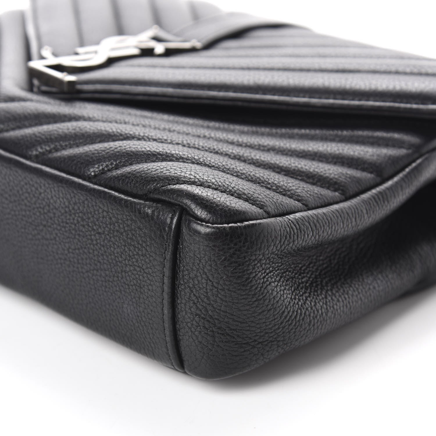 Saint Laurent Sheepskin Matelasse Chevron Monogram Medium College Bag Black 7 of 18