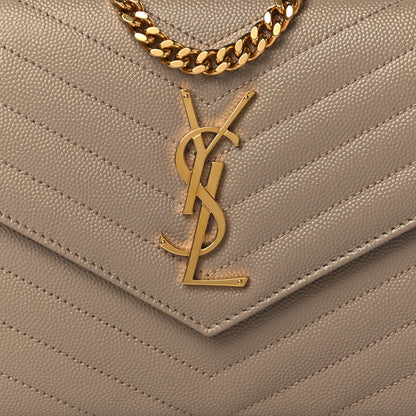 Saint Laurent Grain De Poudre Matelasse Chevron Monogram Chain Wallet Nude Powder 7 of 9