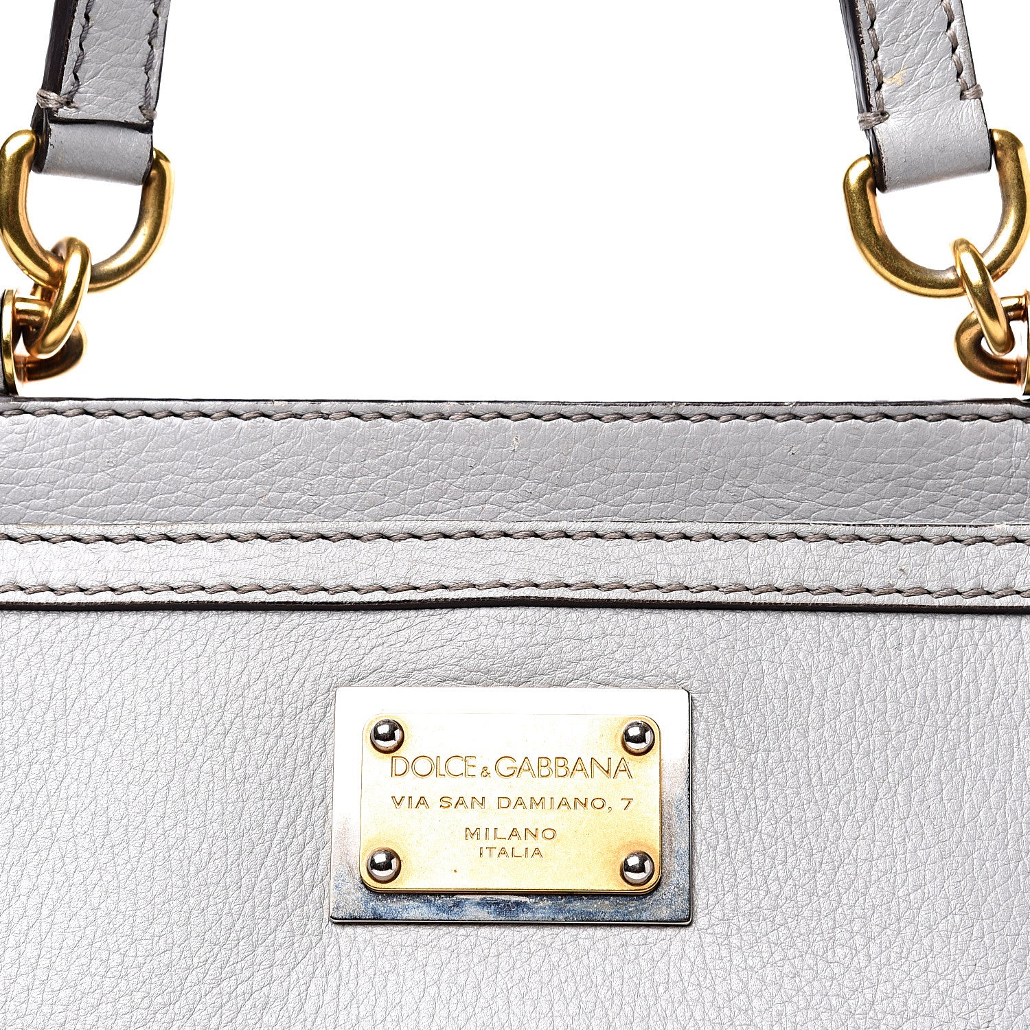Dolce & Gabbana Calfskin Miss Sicily Shopper Tote Grey 9 of 9