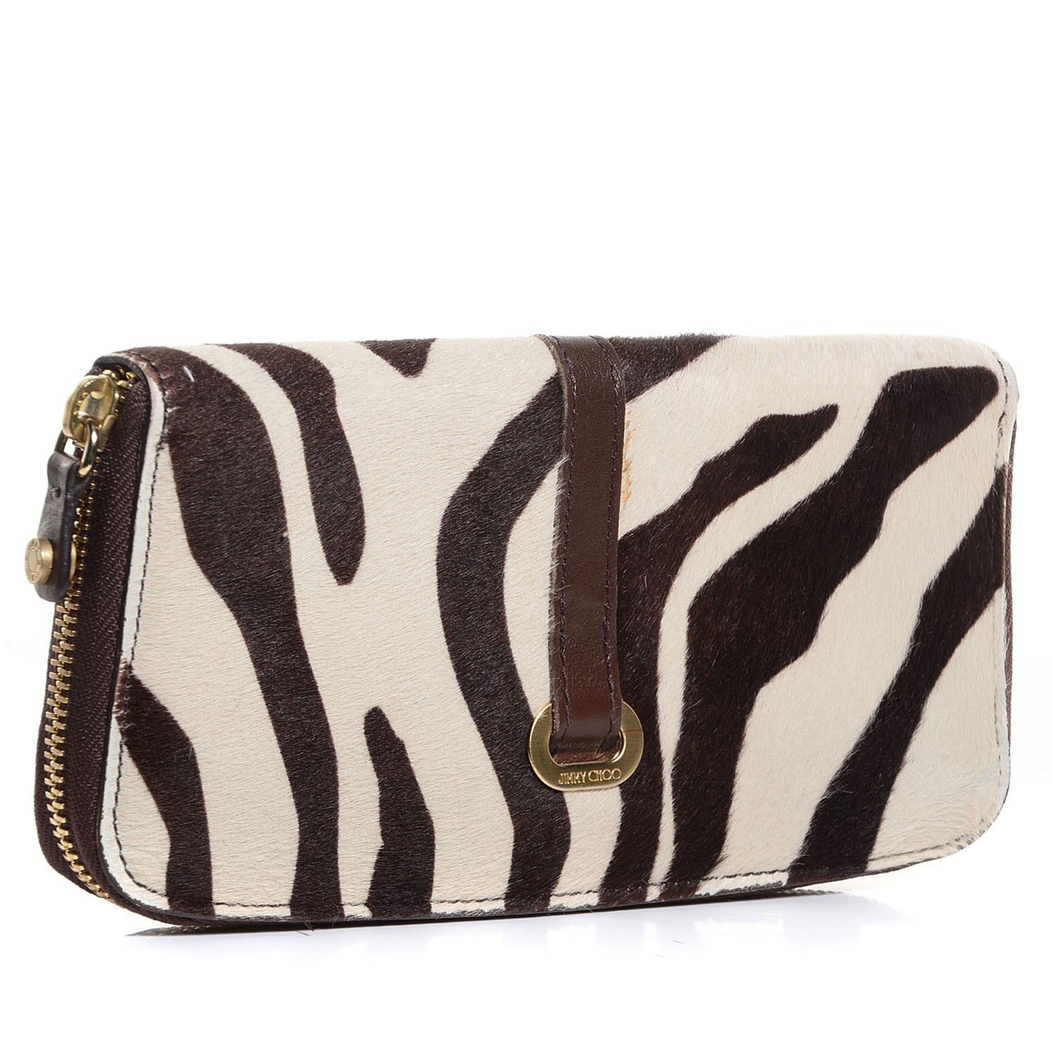 Jimmy Choo Zebra Print Pony Hair Wallet Brown 3 of 6