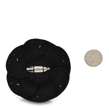 Chanel Satin CC Camellia Pin Brooch Black 2 of 4