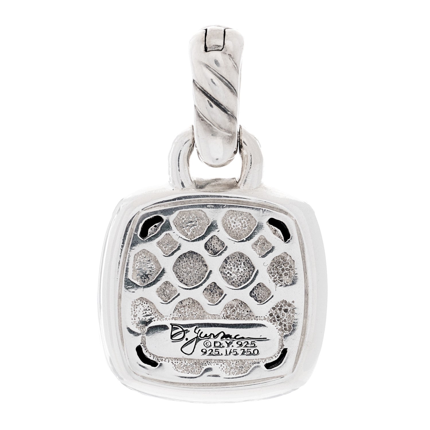 David Yurman Sterling Silver 18K Yellow Gold Diamond 10mm Albion Enhancer Pendant 3 of 3