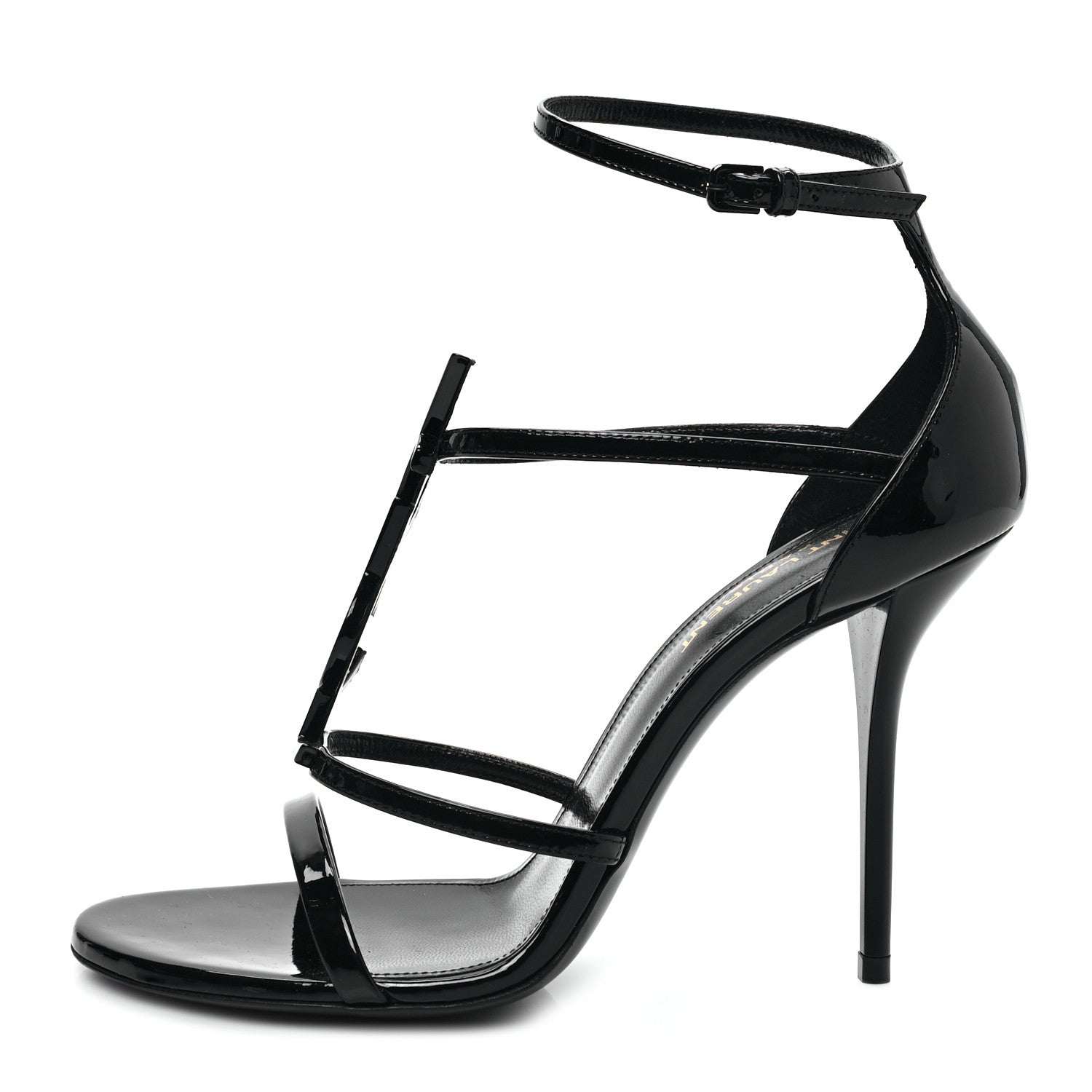 Saint Laurent Patent Cassandra 100 Sandals 38 Black 1 of 8