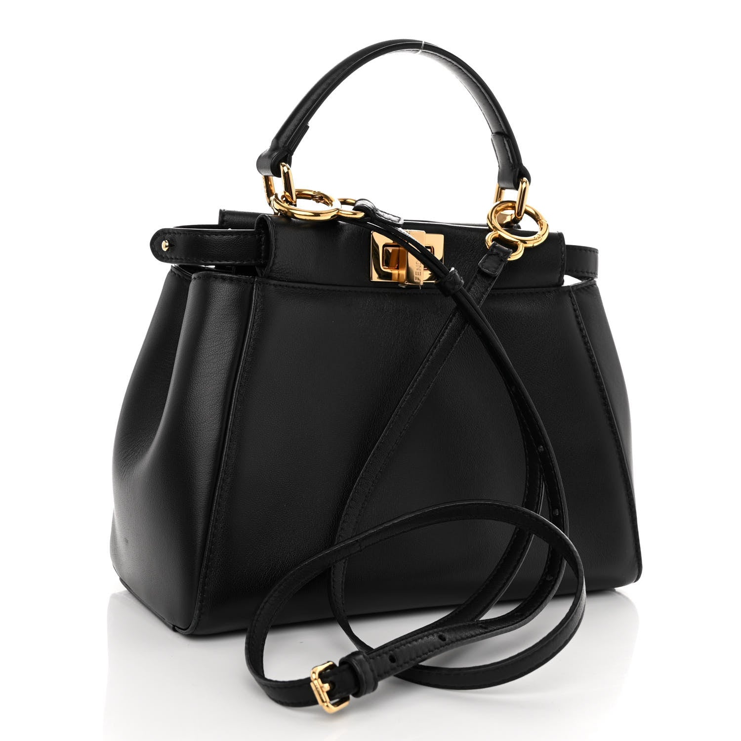 Fendi Nappa Mini Peekaboo Iconic Satchel Black 3 of 10