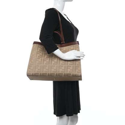 Fendi Canvas Vitello King FF Embroidered Medium Peekaboo X-Tote Sand Ghianda 2 of 12