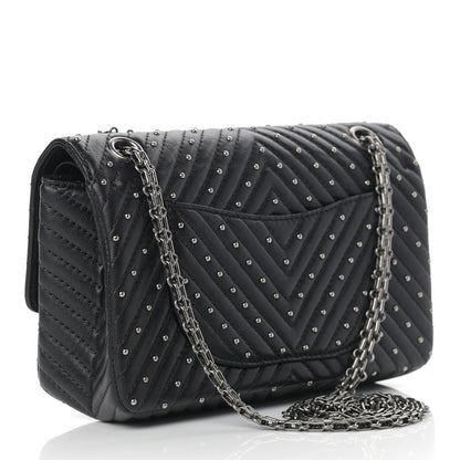 Chanel Sheepskin Chevron Quilted Studded 2.55 Reissue 225 Flap Black 2 of 11