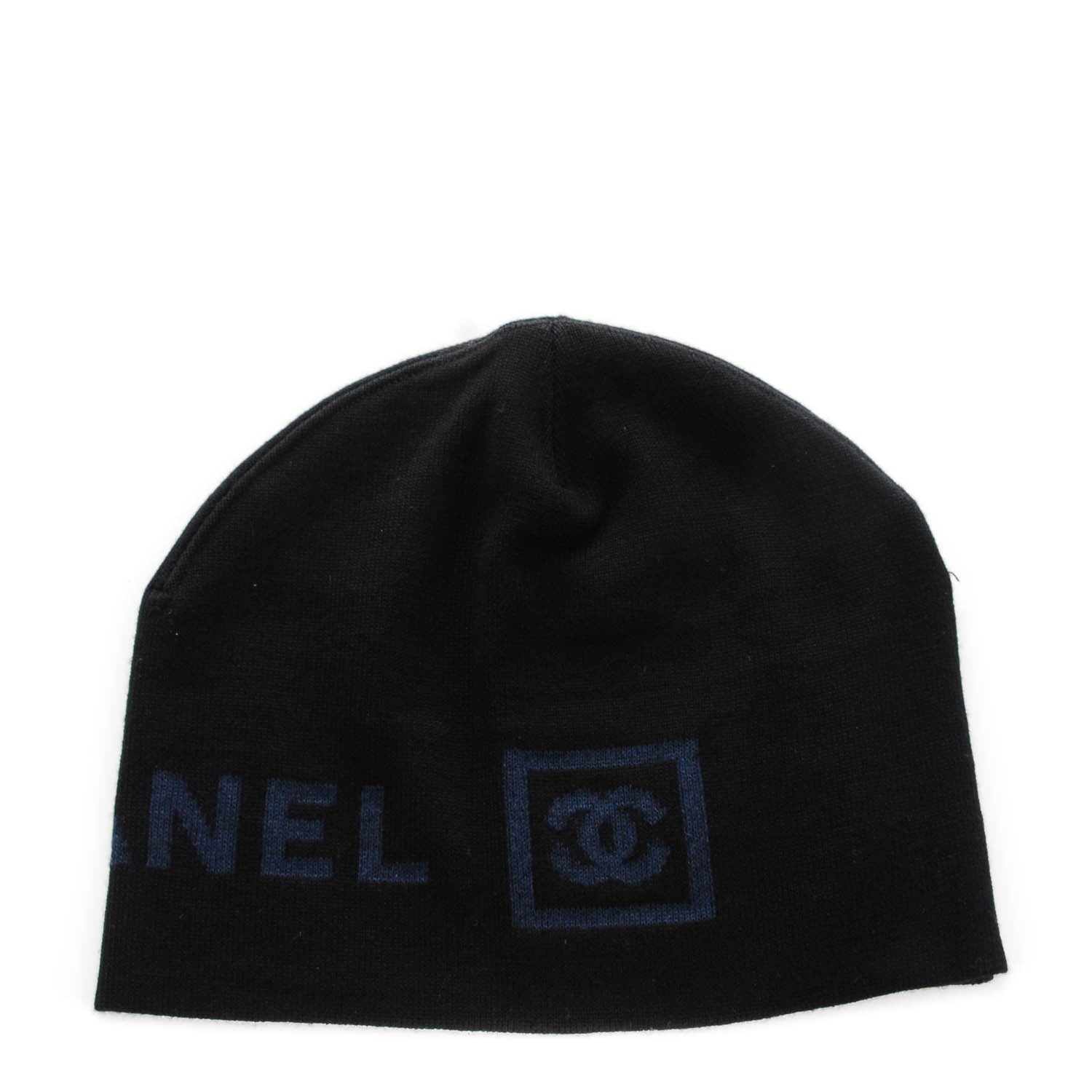 Chanel Merino Wool CC Beanie Hat Black 3 of 4