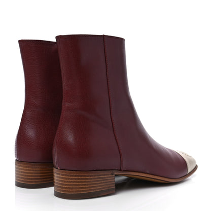 Gucci Goatskin Hills Logo Ankle Boots 37 Burgundy 4 of 8