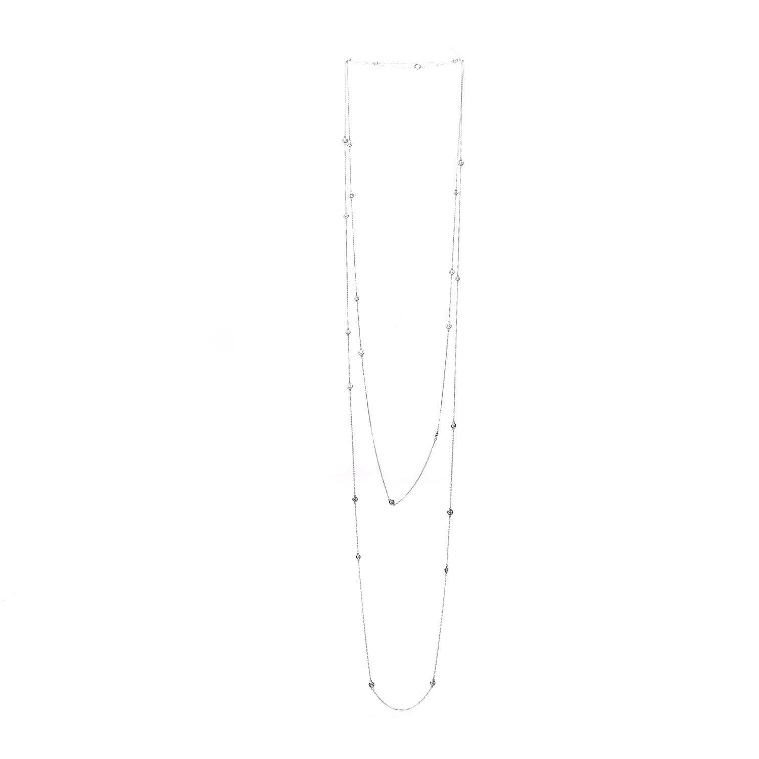 Tiffany Sterling Silver Diamond Elsa Peretti Diamonds by the Yard Sprinkle Necklace 72" 2 of 8