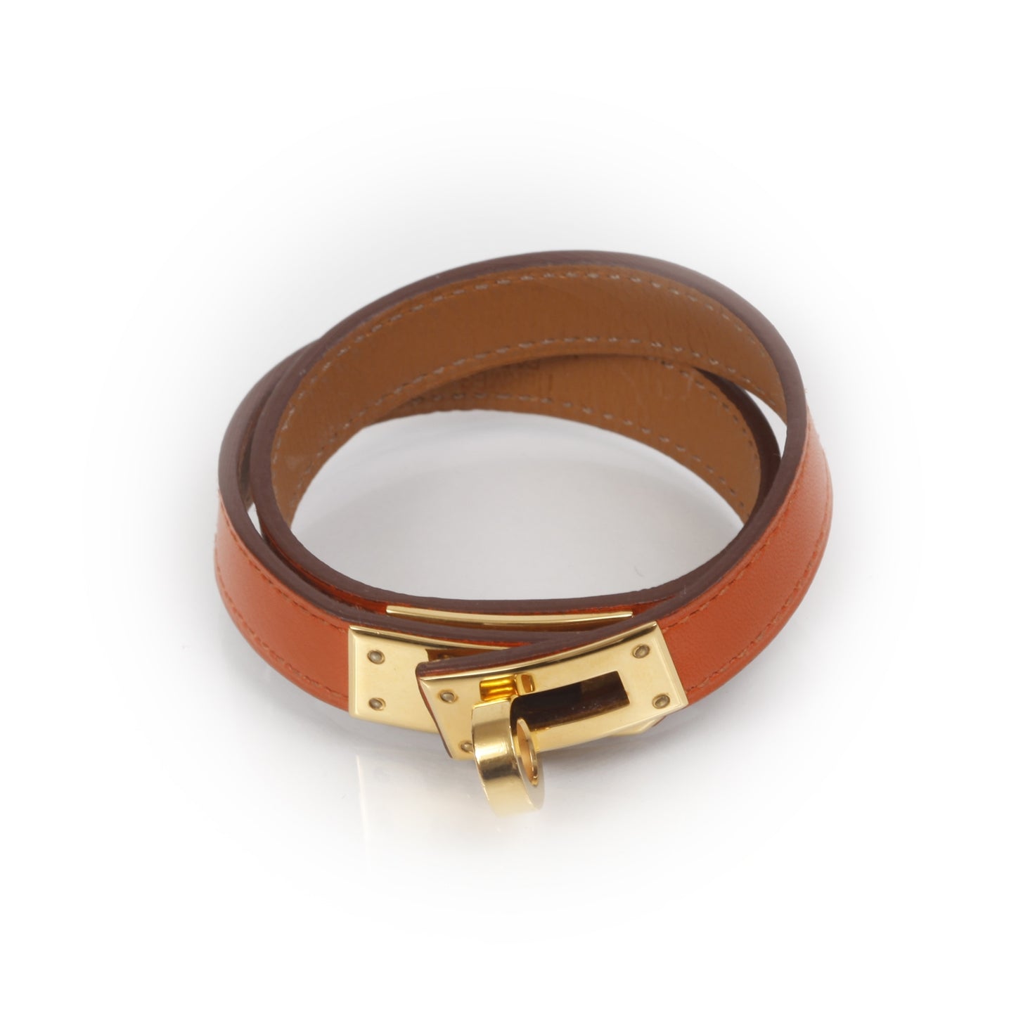 Chamonix Leather Kelly Double Tour Bracelet Orange