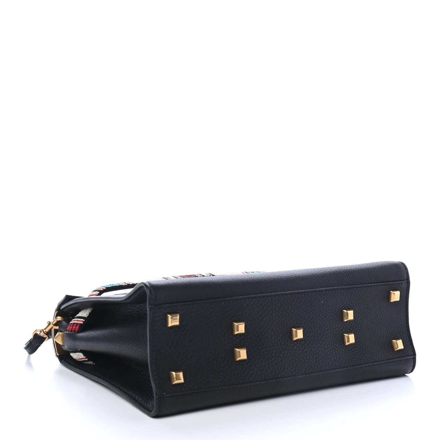 Valentino Garavani Pebbled Calfskin Beaded Medium My Rockstud Frame Bag Black 3 of 4