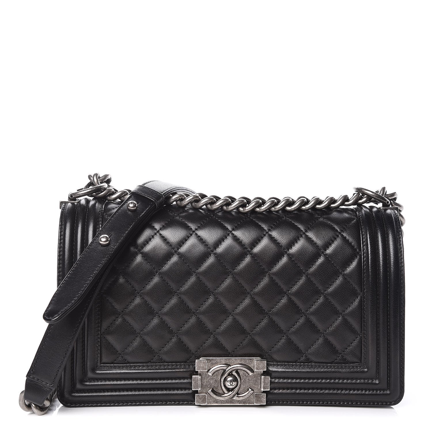 Chanel Lambskin Quilted Medium Boy Flap Black 1 of 12