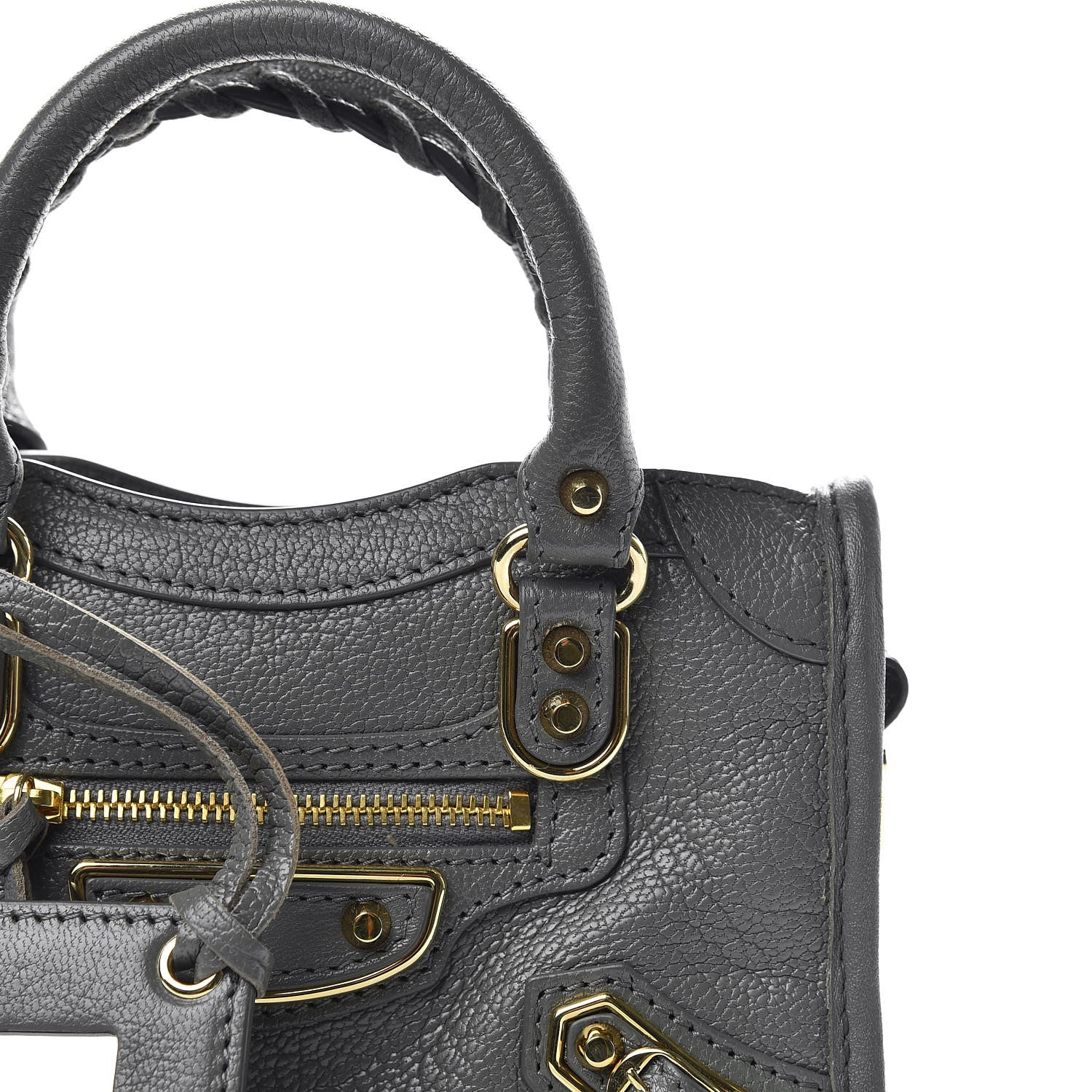 Balenciaga Chevre Gold Metallic Edge Hardware Nano City Gris Acier 10 of 10