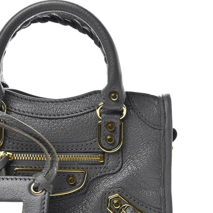Balenciaga Chevre Gold Metallic Edge Hardware Nano City Gris Acier 10 of 10