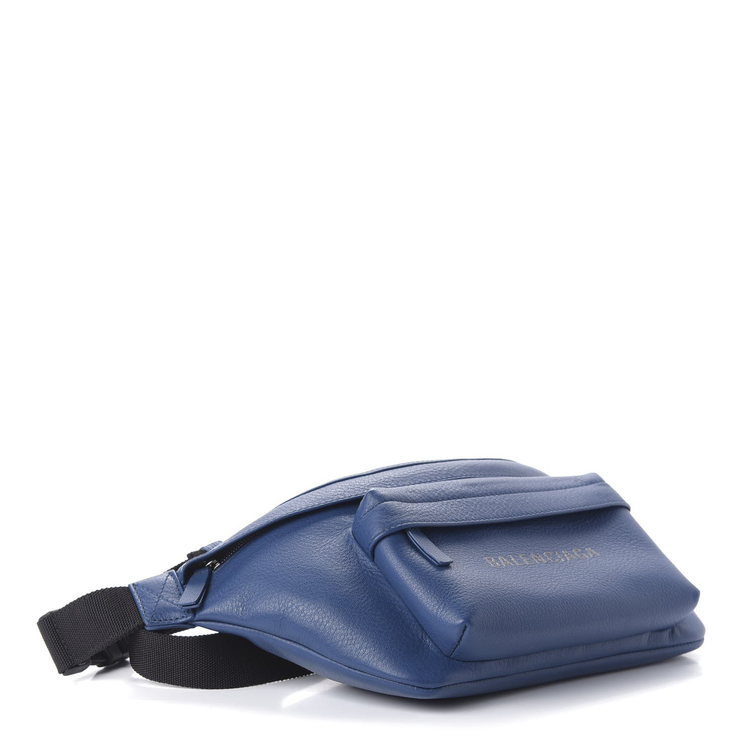Balenciaga Smooth Calfskin Logo Large Everyday Beltpack Peacock Blue Black 4 of 10