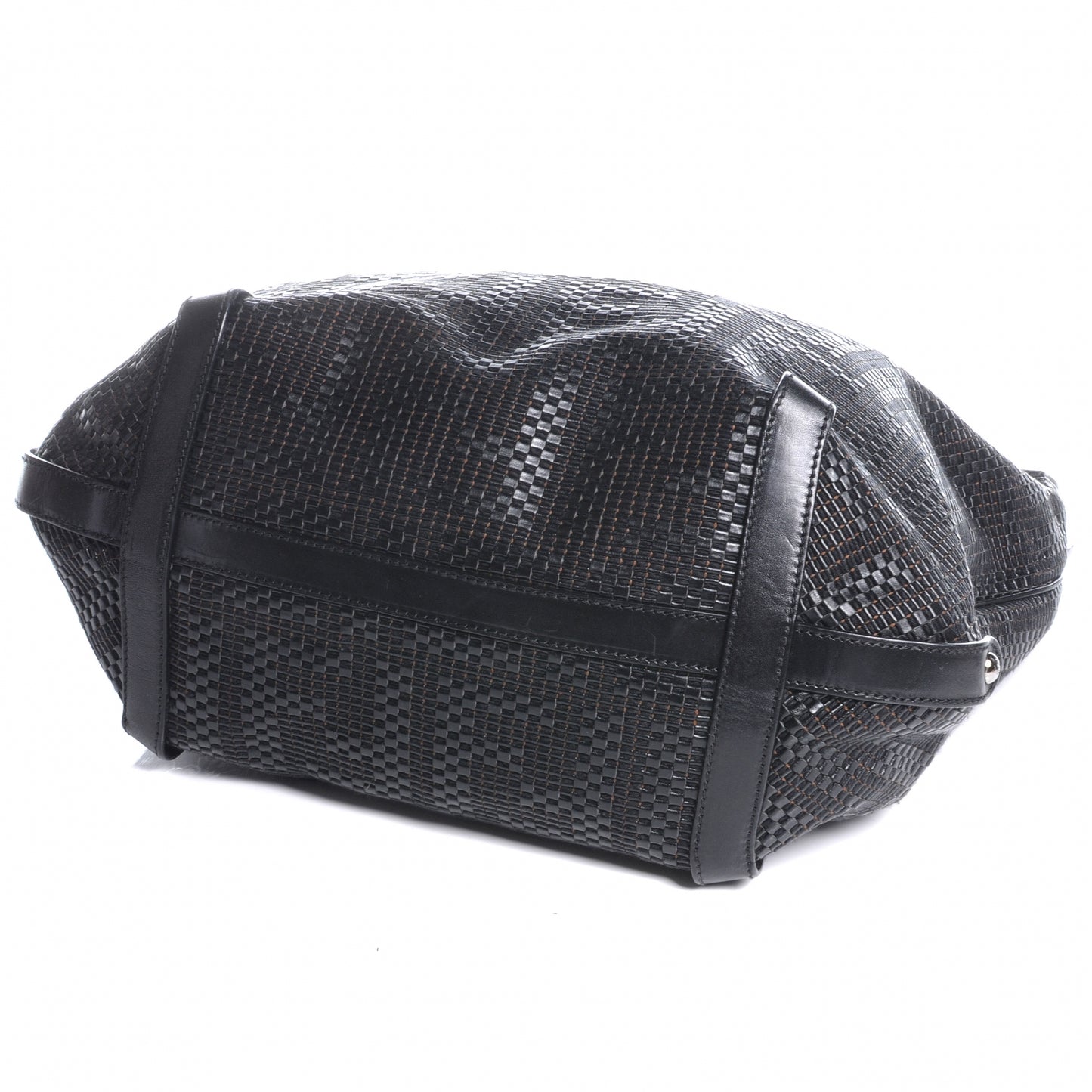 Leather Zucca Woven Hobo Black