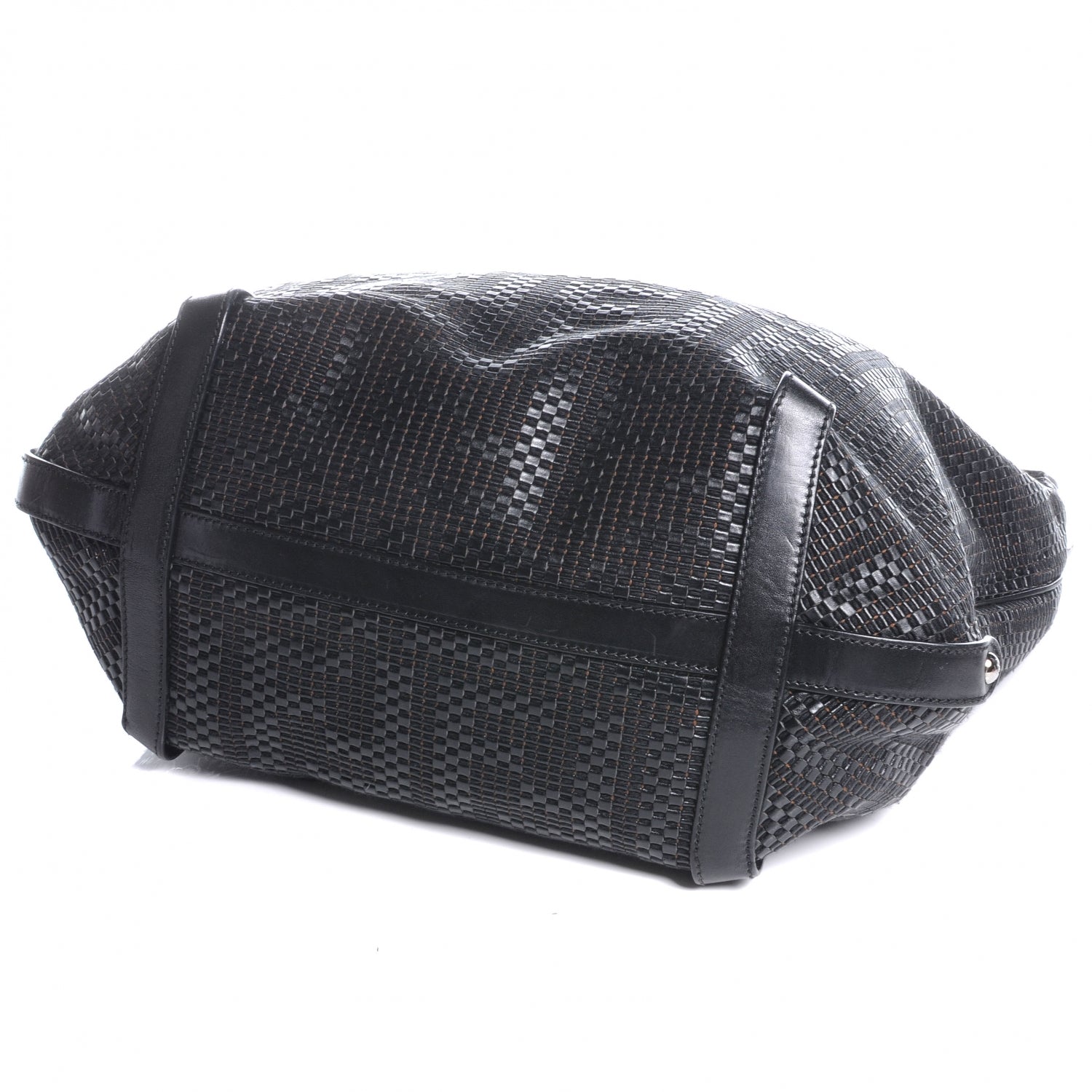 Fendi Leather Zucca Woven Hobo Black 4 of 9