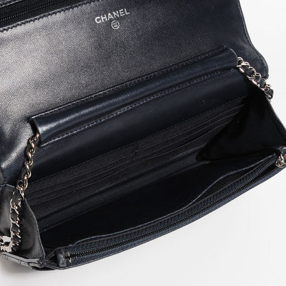 Chanel Lambskin Quilted Wallet On Chain WOC Navy Blue 5 of 9