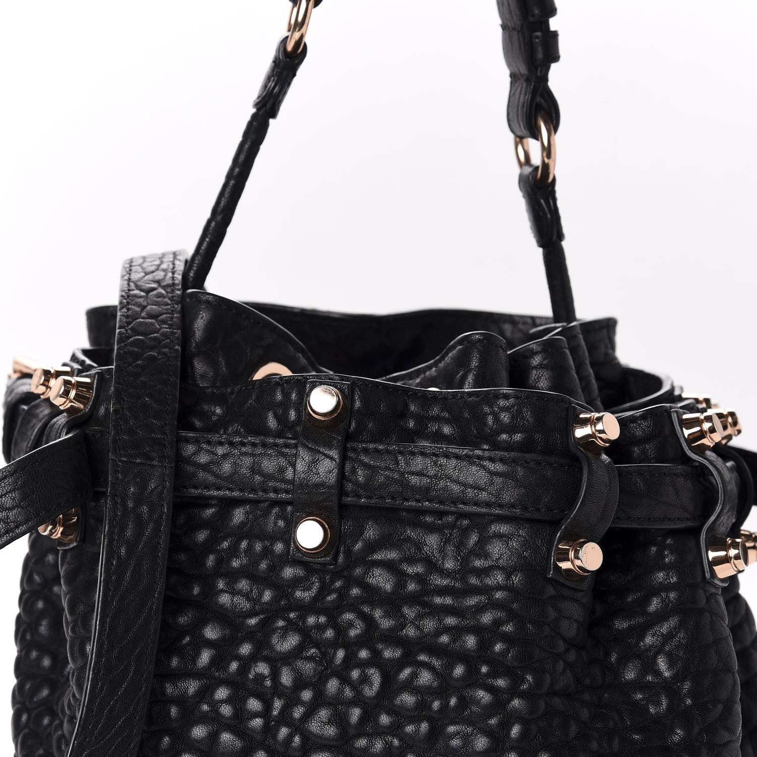 Alexander Wang Pebbled Lambskin Diego Bucket Black Rose Gold Hardware 10 of 10