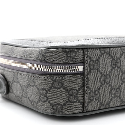 Gucci GG Supreme Monogram Textured Dollar Calfskin Small Ophidia Top Handle Shoulder Bag Grey Black Graphite Grey 10 of 14