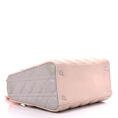 Christian Dior Lambskin Cannage Medium Tri-Color Lady Dior Rose Pale Multicolor 3 of 13