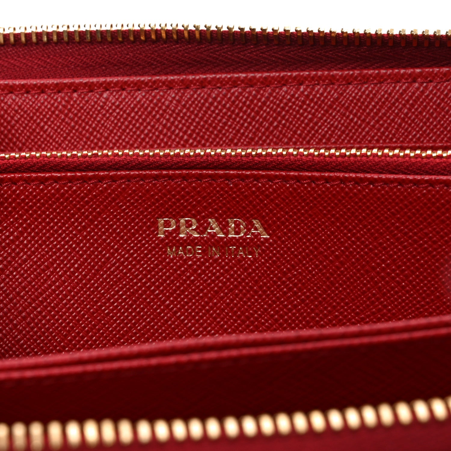 Prada Saffiano Metal Zip Around Wallet Fuoco 6 of 8