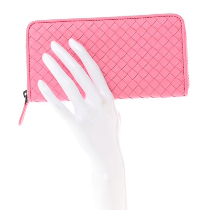 Bottega Veneta Nappa Intrecciato Zip Around Wallet Pink 2 of 8