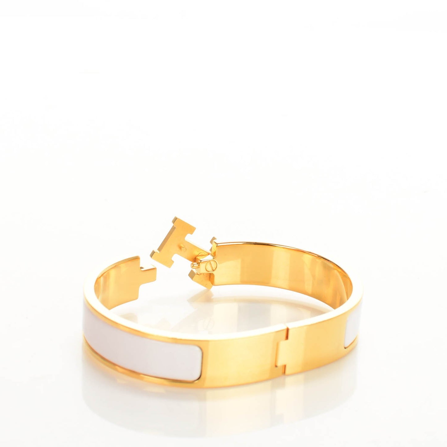 Enamel Narrow Clic Clac H Bracelet PM White
