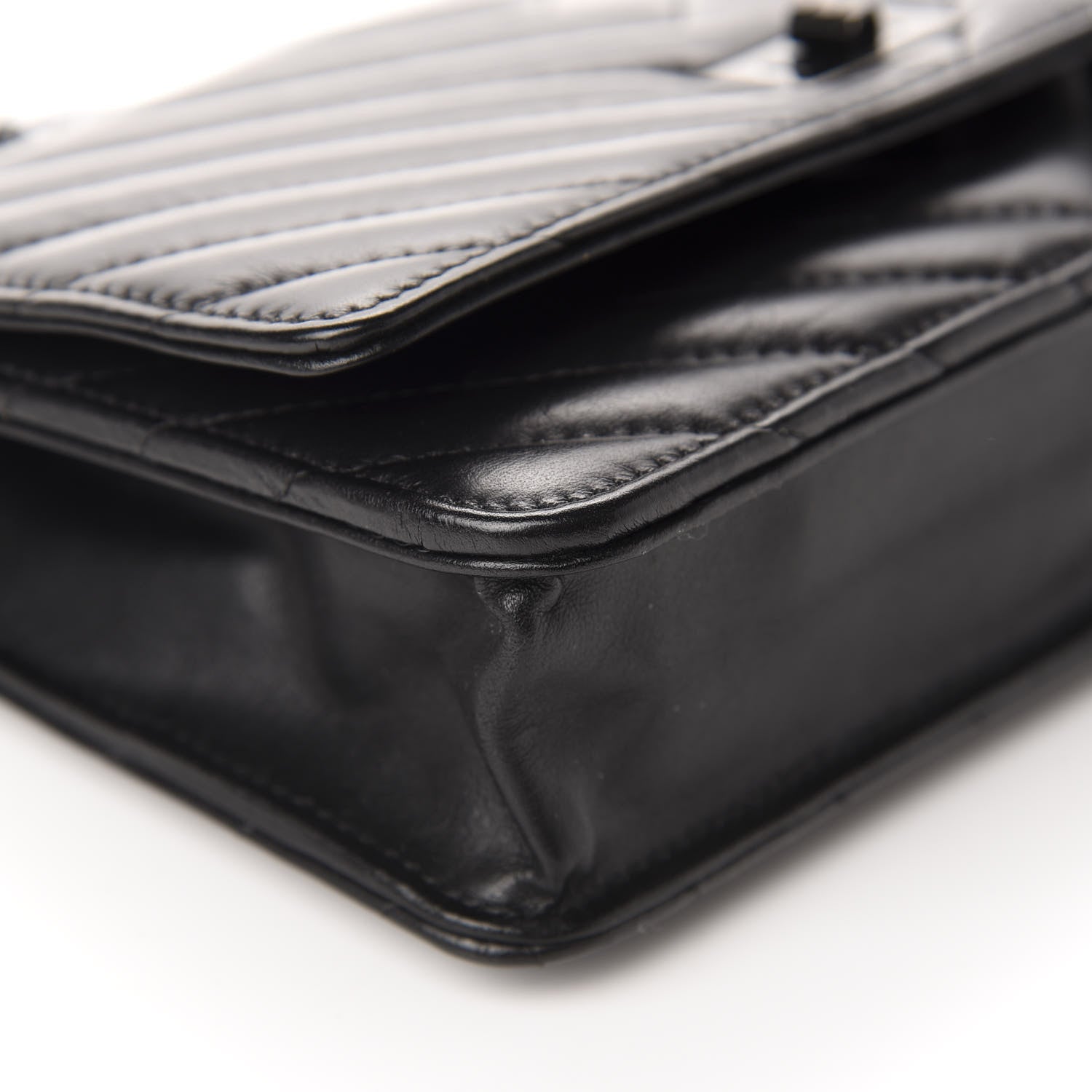 Chanel Aged Calfskin Chevron Quilted Reissue Wallet On Chain WOC So Black 6 of 12