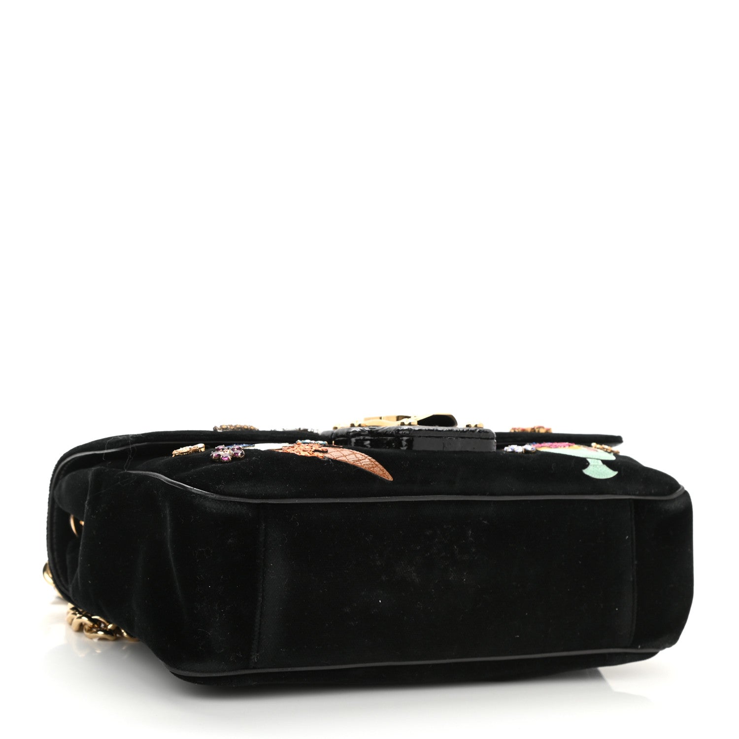 Dolce & Gabbana Velvet Watersnake Embellished Lucia Shoulder Bag 4 of 8