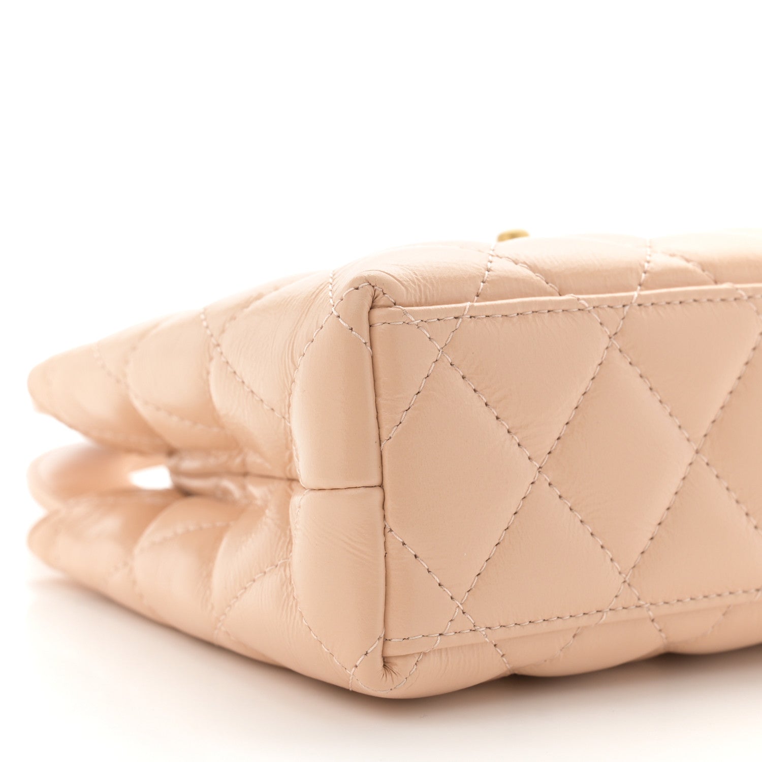 Chanel Shiny Aged Calfskin Quilted Nano Kelly Shopper Beige 9 of 11
